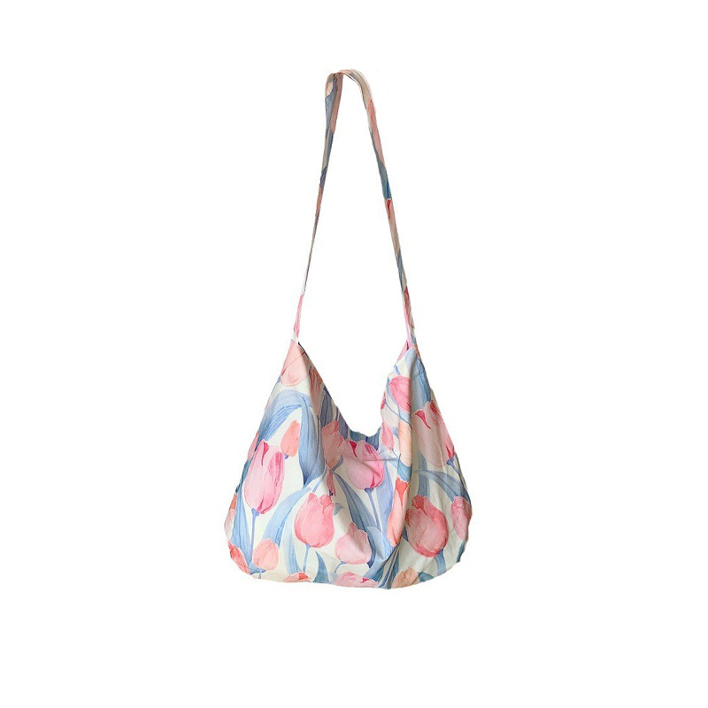 13165 Summer large-capacity commuting single-shoulder bag, new female college student canvas bag for class, crossbody underarm bag Item Picture