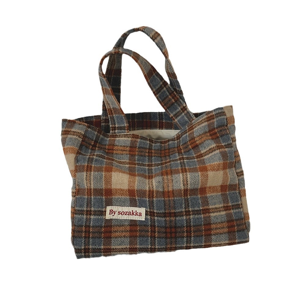 311021 Autumn/Winter new checkered bag, Korean-style laid-back retro handbag, large-capacity commuting and work handbag Item Picture