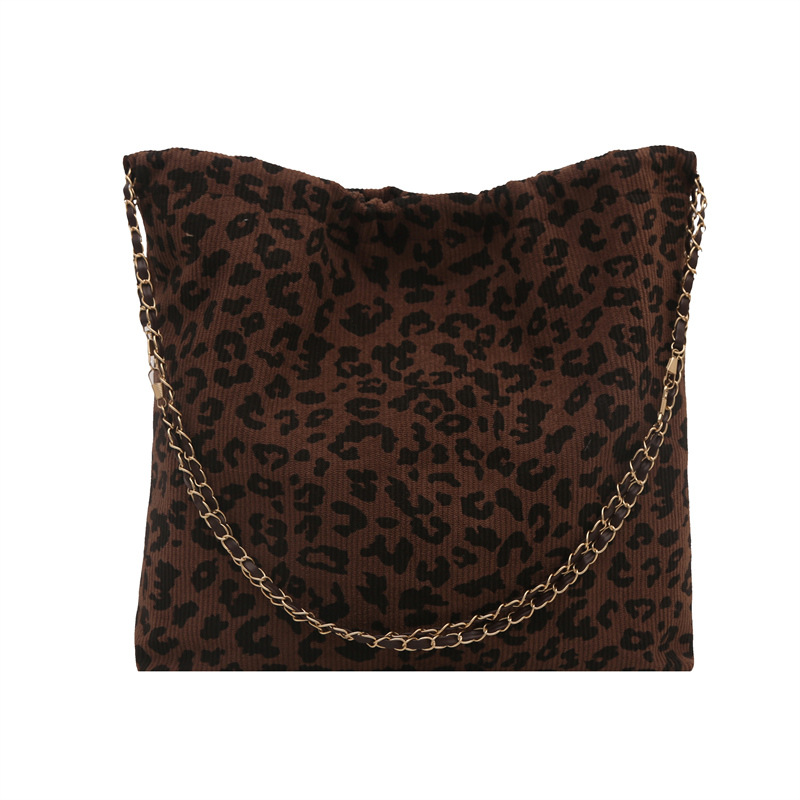 Retro and fashionable leopard print tote bag for women 2024 winter new casual and versatile large-capacity single-shoulder bag for commuting women Item Picture