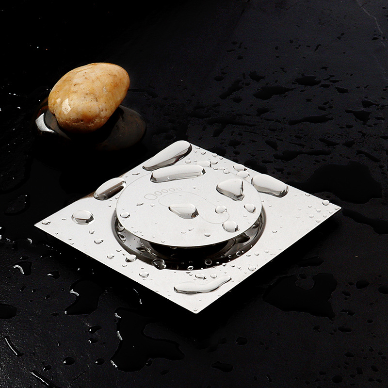 Stainless steel bouncing floor drain, square bouncing anti-odor foot-operated floor drain, bathroom and sanitary ware accessories details Picture
