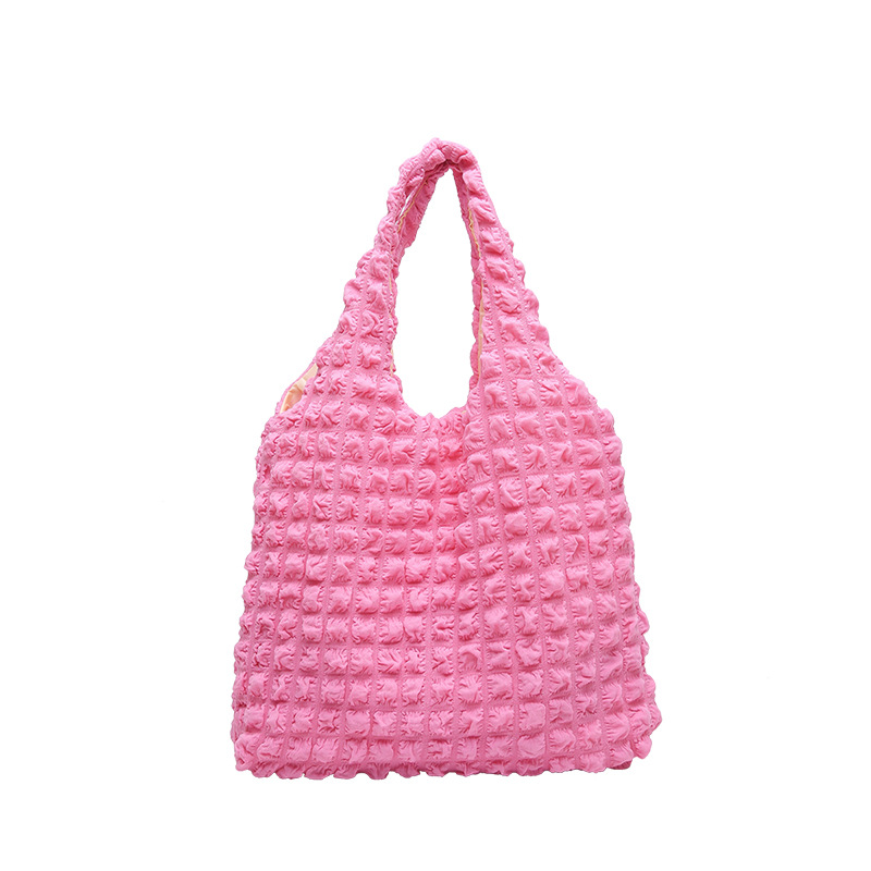 A fresh and clean pleated bubble bag for women, 2024 new style floral sweet tote bag, large capacity, simple single-shoulder handbag Item Picture
