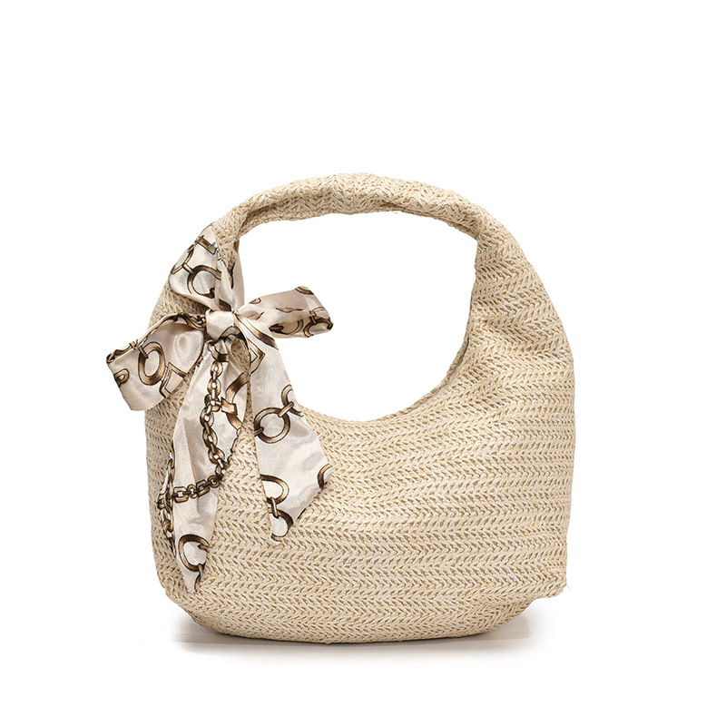 Spring new forest-style straw woven bags, fashionable hand-held women's bags, single-shoulder bags, woven bags, spring and summer trendy beach bags Item Picture