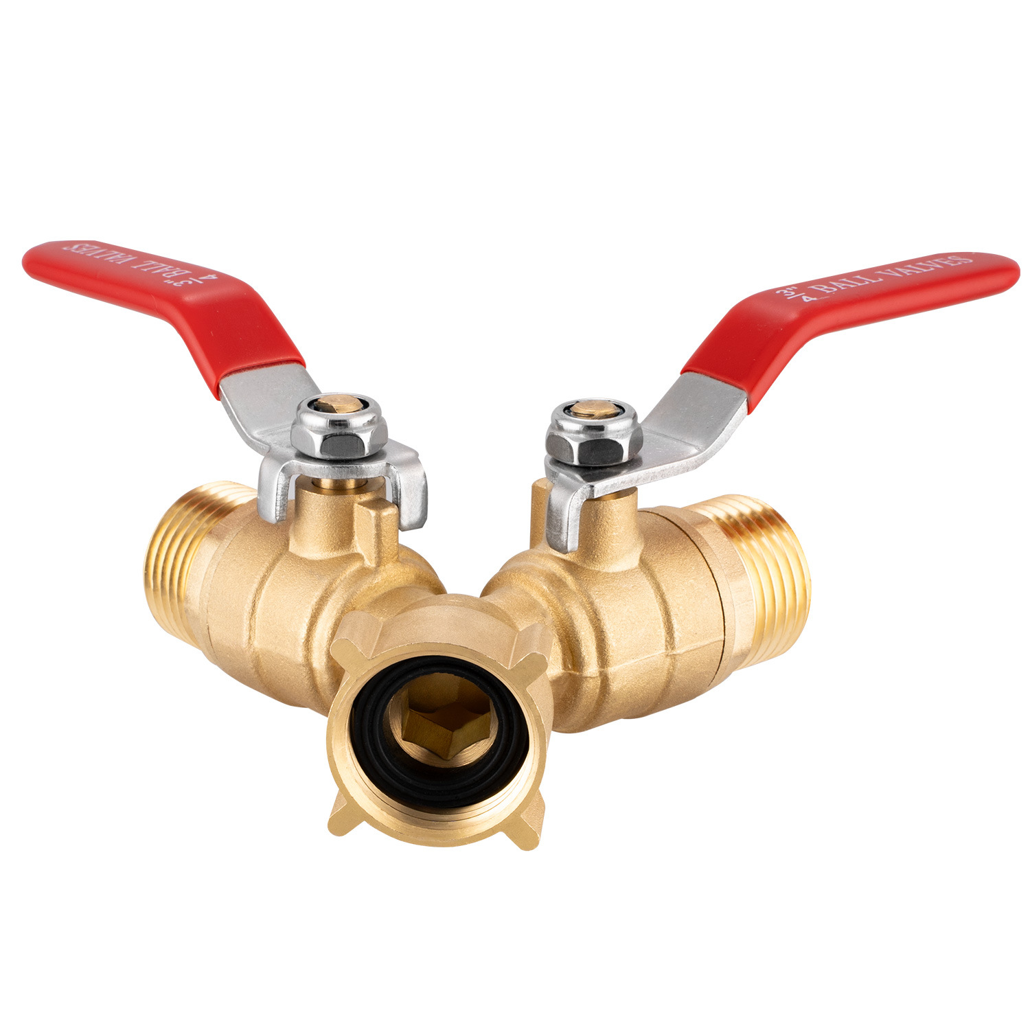 Cross-border US-made brass Y valve hose distributor 3/4GHT garden hose threaded all-copper double-way valve details Picture