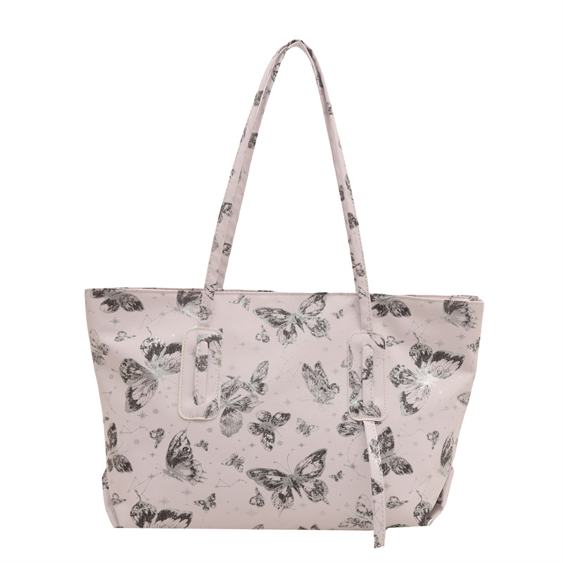 A fresh and elegant butterfly print 2025 summer new artistic style large-capacity casual single-shoulder underarm tote bag Item Picture