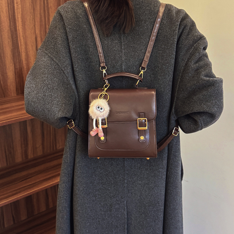 2024 New backpack women's fashionable and high-quality single-shoulder bag, Korean style retro large-capacity casual travel and commuting crossbody bag Specification drawing