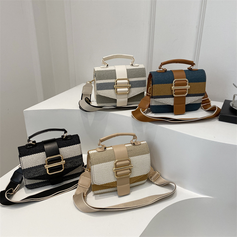 A niche design women's bag for 2024, featuring a color-blocking and patchwork small square bag with a feminine feel. It is a single-shoulder, hand-carry and underarm bag Application Scenario