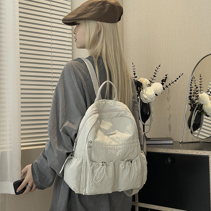 Colorful Fox Korean-style cute backpack for ladies, large capacity for school, convenient for commuting, versatile drawstring backpack details Picture