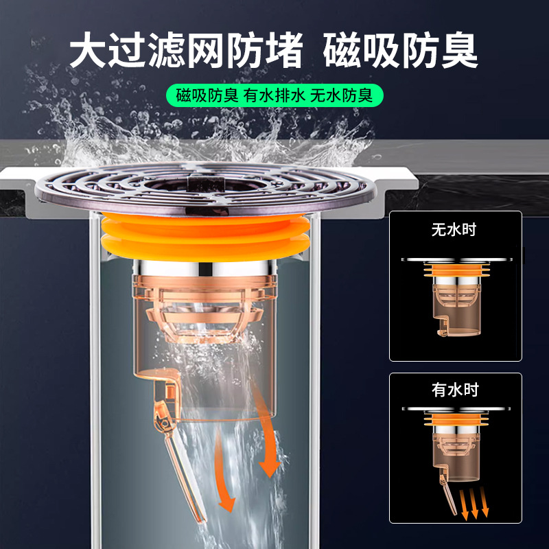 Floor drain cover anti-odor core, sewer anti-backflow PVC hair filter submersible net, water anti-odor boat, floor drain anti-odor wonder details Picture