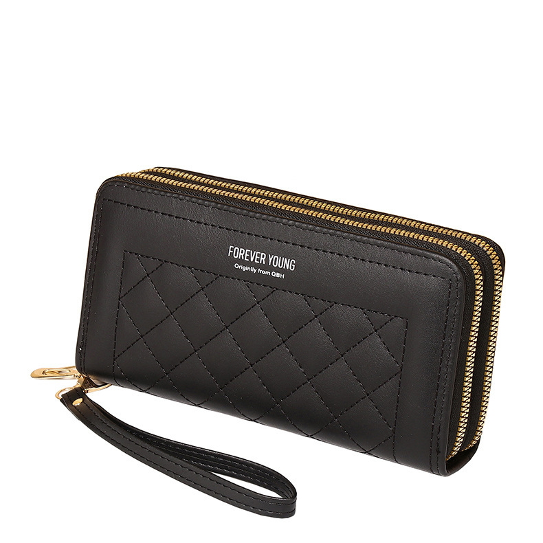 Ladies' wallets, long women's style, source factory, women's clutch, Korean version mobile phone case, double zipper wallet, large capacity card case Item Picture
