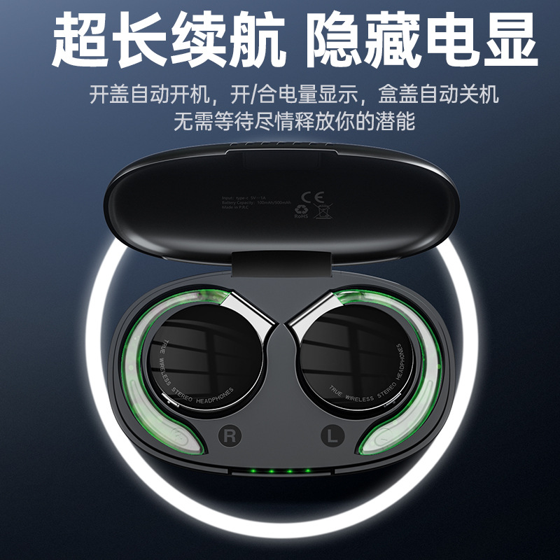 F2 Cross-border bestseller TWS wireless sports music headphones, new noise-cancelling call and running Bluetooth headphones do not fit in the ears details Picture