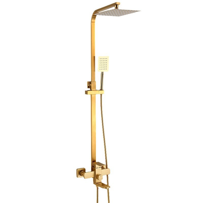 Black stainless steel shower head set, brushed gold wall-mounted shower head, cross-border export manufacturer wholesale Item Picture