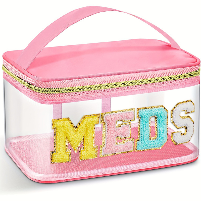 Amazon embroidery storage bag, cross-border PVC transparent letter makeup bag, travel toiletry bag, large capacity makeup bag Specification drawing