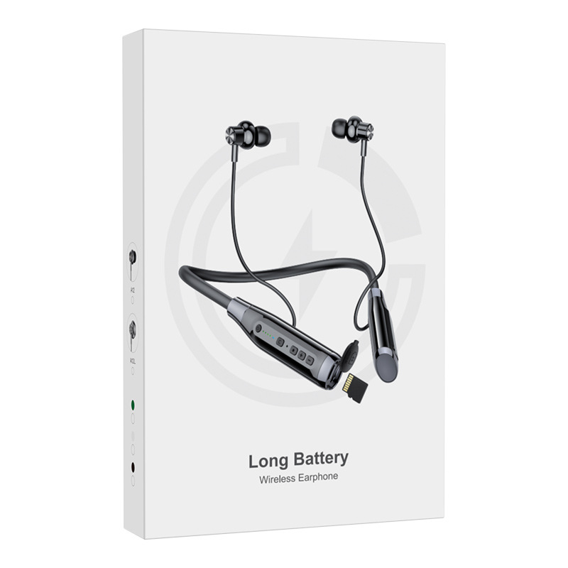 The A12 Bluetooth headphones feature a neckband design with an ultra-long standby time, a semi-in-ear wireless sports design, and a card-inserting cross-border new private mold Item Picture