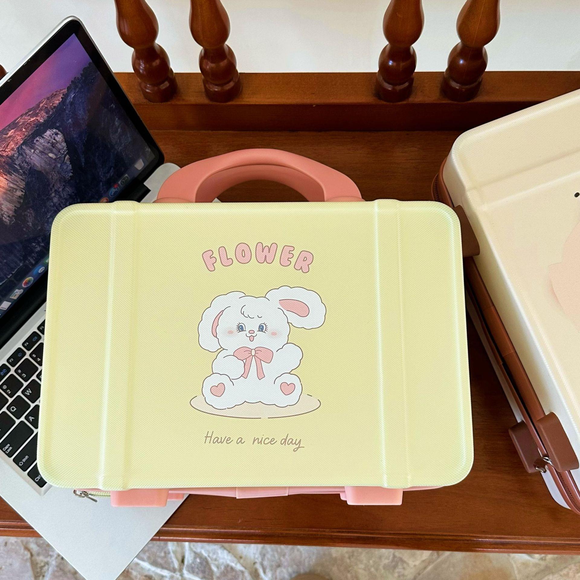 Original InS-style cute cartoon hand-held makeup box, portable large-capacity makeup bag and skin care product storage box Application Scenario