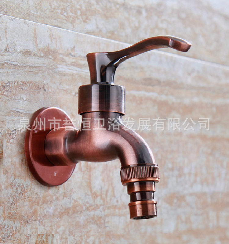 Cross-border antique zinc alloy antique faucet, wall-mounted single-cooling quick-opening small faucet, mop sink, washing machine faucet Specification drawing
