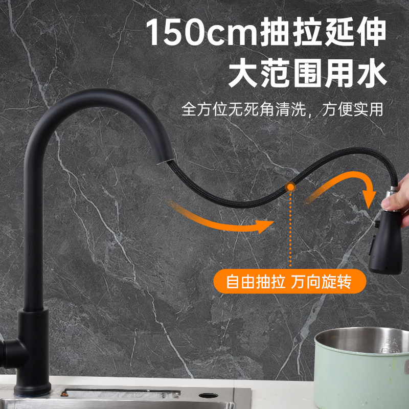 Wholesale kitchen pull-out faucet manufacturer, cold and hot two-in-one household extended splash-proof sink, sink for washing vegetables details Picture