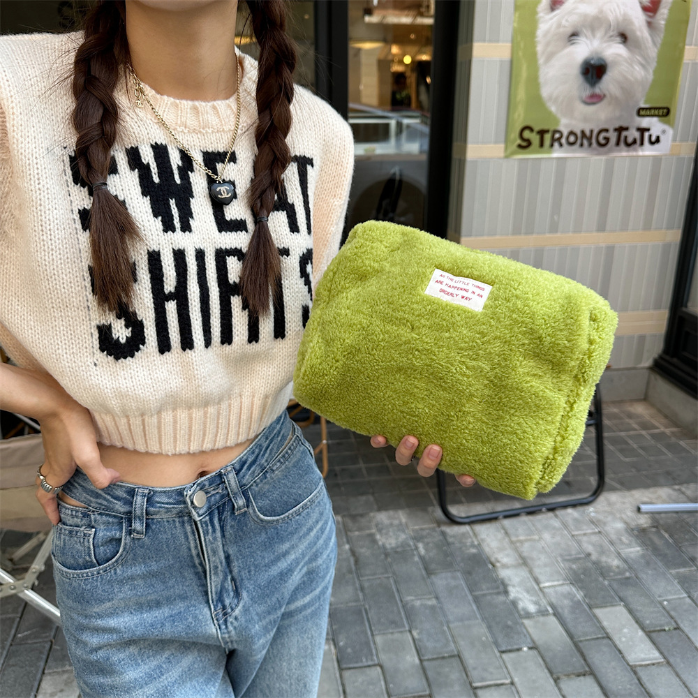 310153 Autumn and Winter large-capacity makeup bag, lamb plush skin care product storage bag, toiletry bag inner liner, travel bag Application Scenario