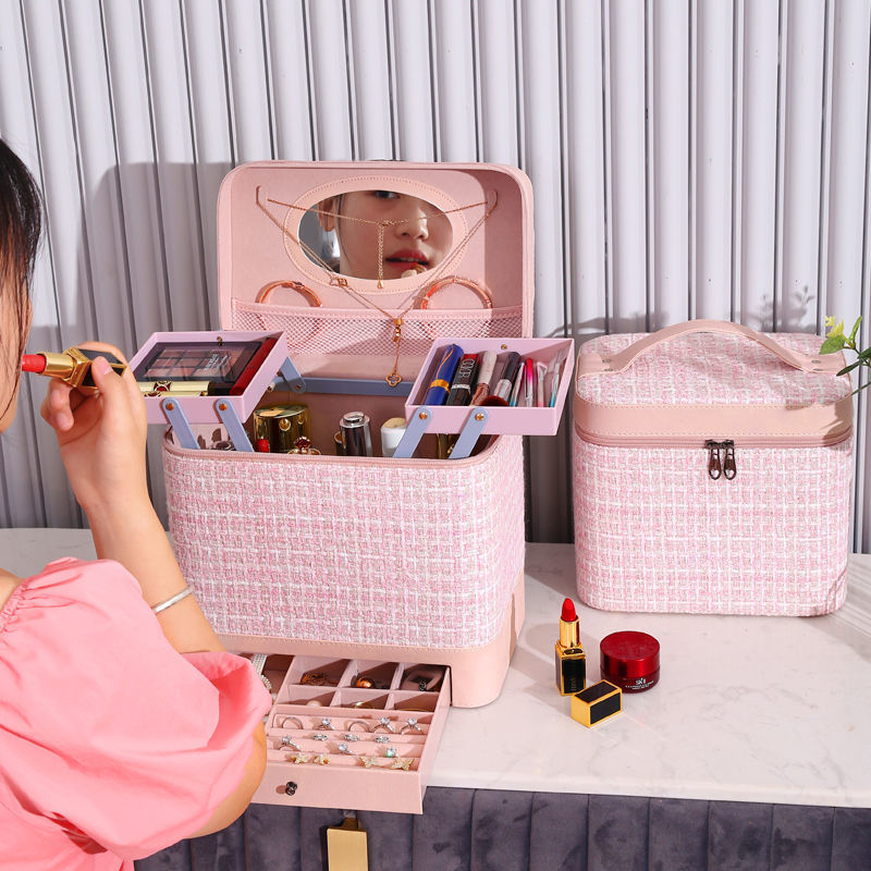 OEM ODM manufacturer customizes large-capacity makeup bags, makeup boxes, storage boxes, portable InS-style hand-held nail art cases details Picture