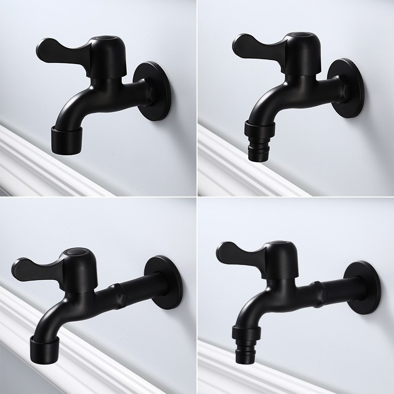 Wholesale of 304 stainless steel extended quick-opening faucet for water heating and hardware mop sink, specially designed for washing machines, 4-minute double water outlet faucet details Picture