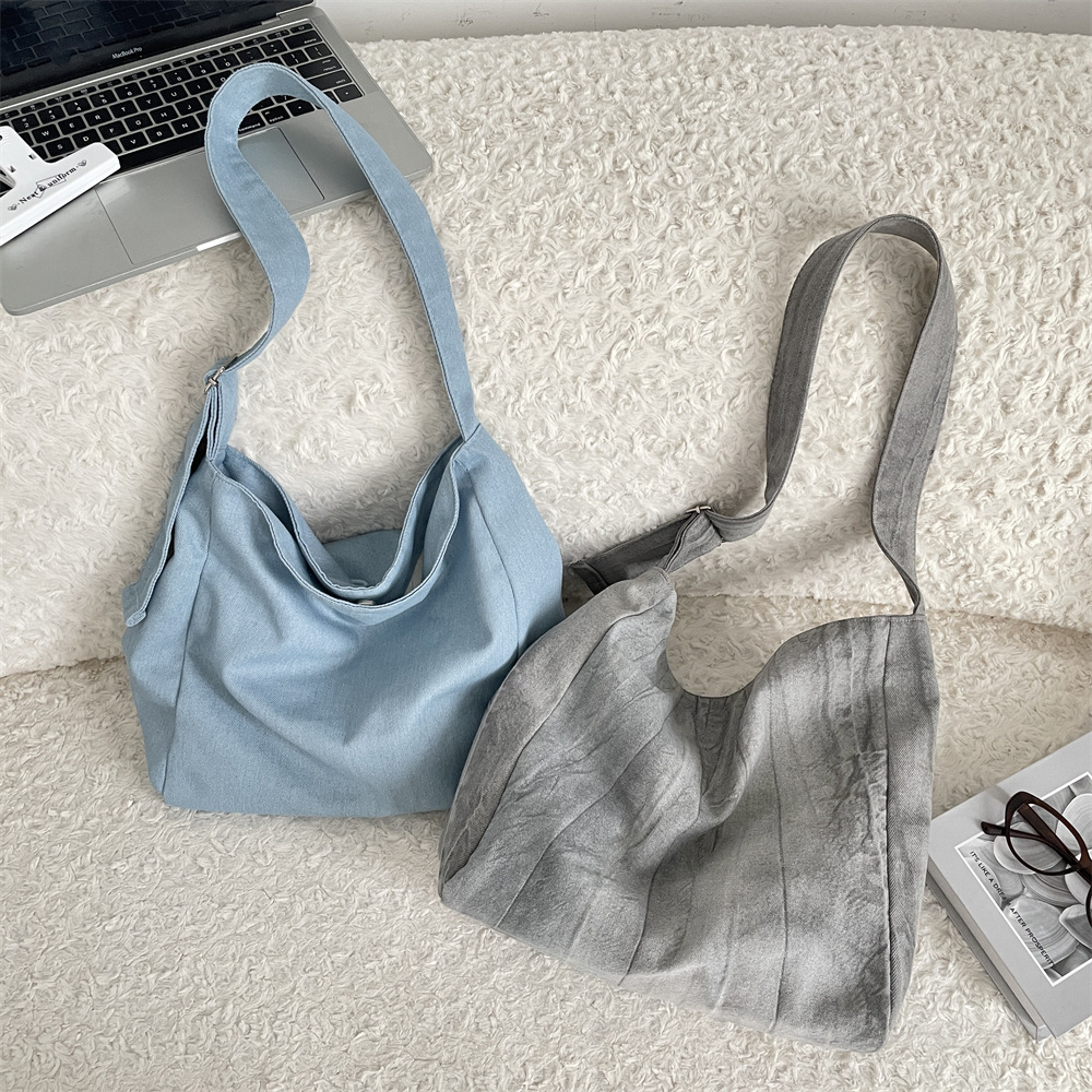 5749 Korean ins retro niche tie-dyed canvas bag, summer casual large-capacity single-shoulder crossbody tote bag Specification drawing