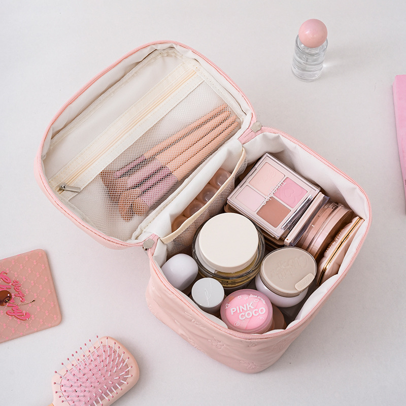 Runhui's new Butterfly Dance Top and bottom cover cosmetic bag, cosmetic storage bag, travel portable waterproof cosmetic bag, large capacity Specification drawing
