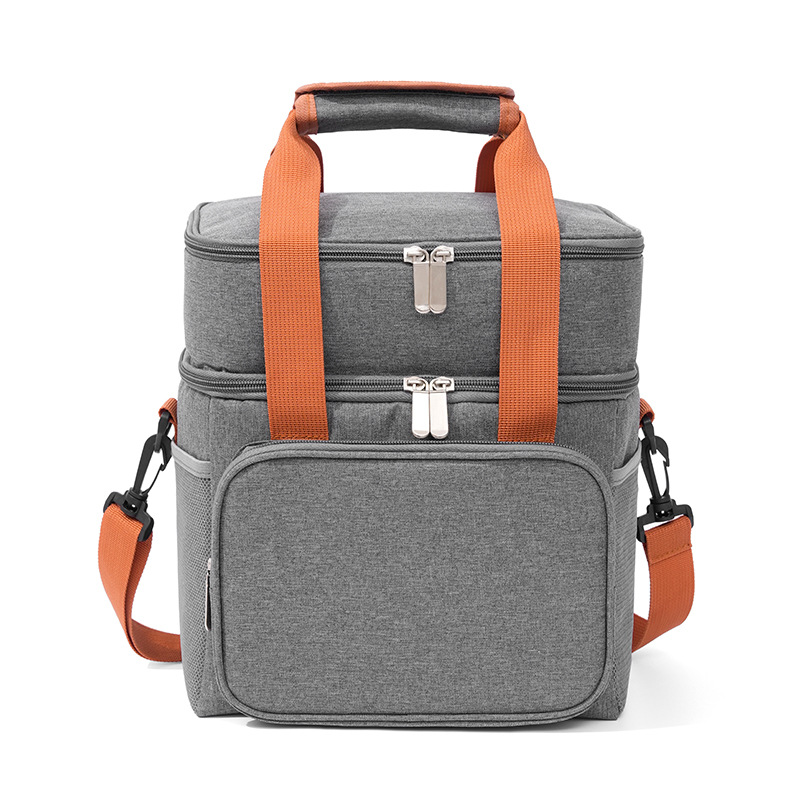 Runhui Cross-border Catering Double-layer insulated lunch box bag, outdoor food delivery insulated box, lunch box handbag, bento insulated bag Item Picture
