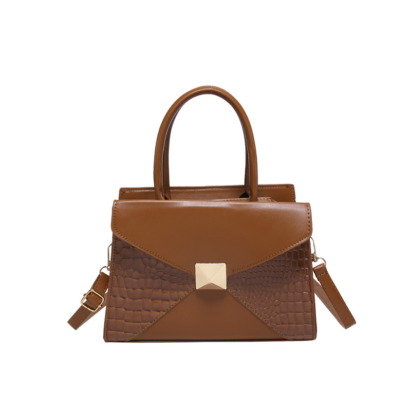 Korean-style large-capacity fashionable crocodile pattern commuter handbag, 2024 new autumn artistic single-shoulder crossbody bag Item Picture