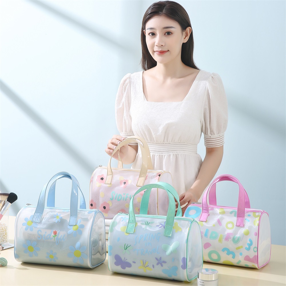Korean-style makeup bag, PVC storage bag, toiletry bag, fresh and clean four-piece set, bath bag, matte portable swimming bag details Picture