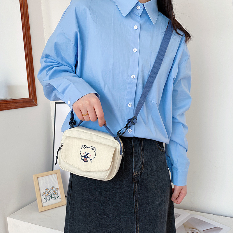 Cute little bags for Japanese Harajuku girls, retro and unique canvas crossbody bags from Korean Instagram, and single-shoulder bags for female students details Picture
