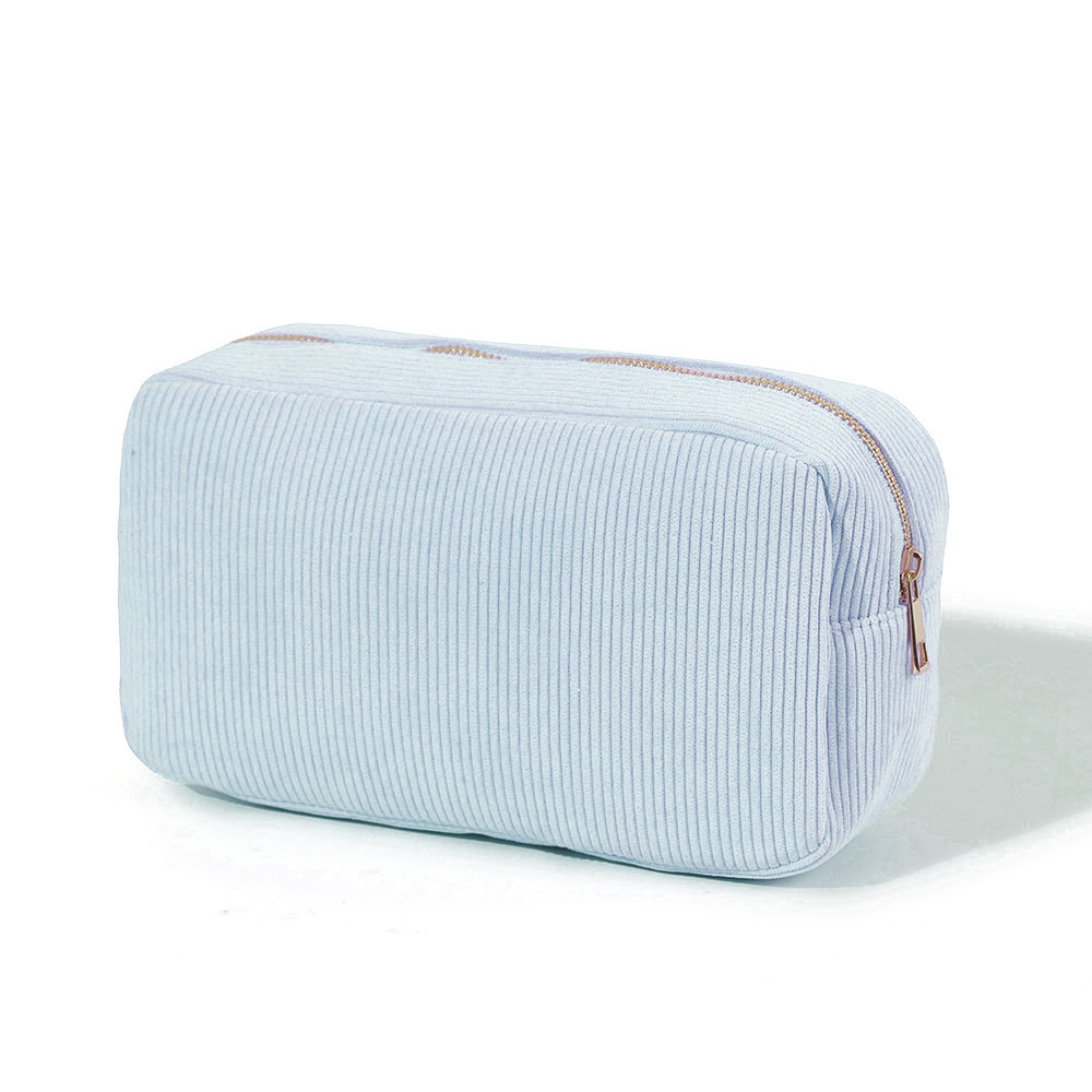 Feihong Cross-border vertical striped storage bag, corduroy high appearance Level makeup bag, Portable toiletry bag, Large Capacity makeup bag Item Picture