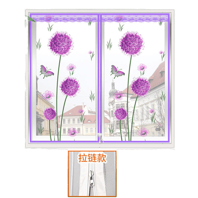 Zipper mosquito-proof window screen, self-adhesive Velcro sand curtain, breathable self-installation, household magnetic door curtain without drilling Item Picture