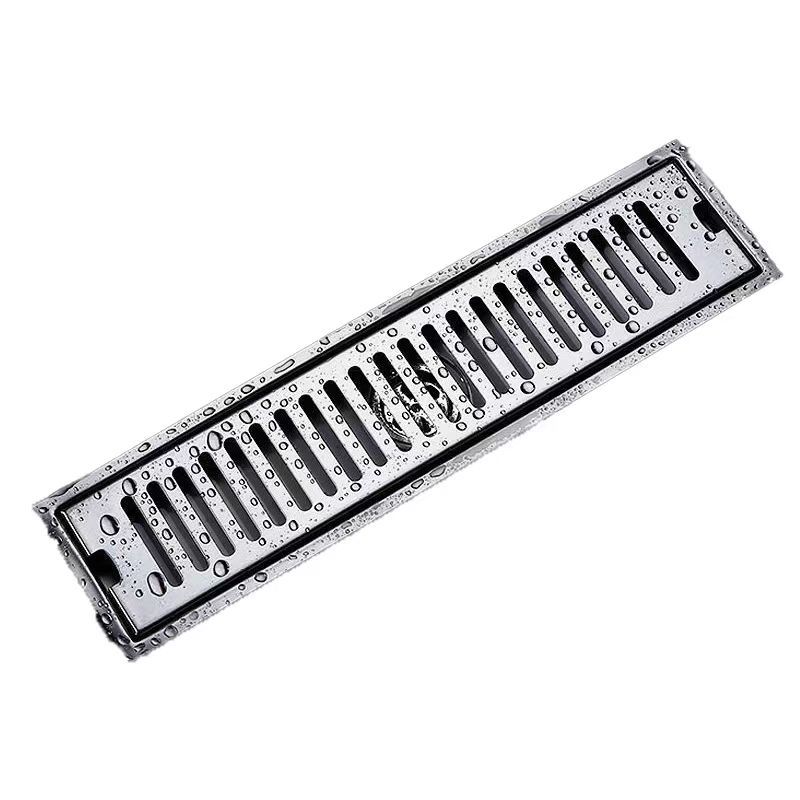 304 stainless steel floor drain, large-capacity long strip drainage drain, toilet deodorization, bathroom, outdoor floor drain, shower head, universal Item Picture