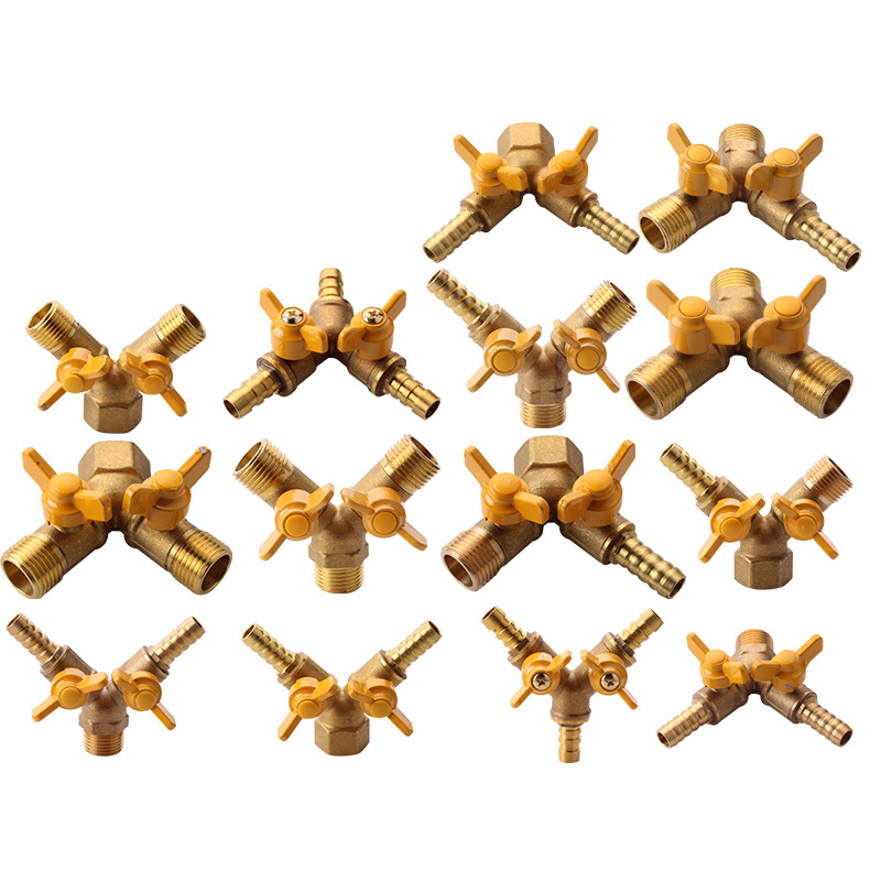 All-copper thickened gas valve, 4-inch external thread double valve, butterfly handle gas distribution valve, pagoda gas distribution valve Item Picture