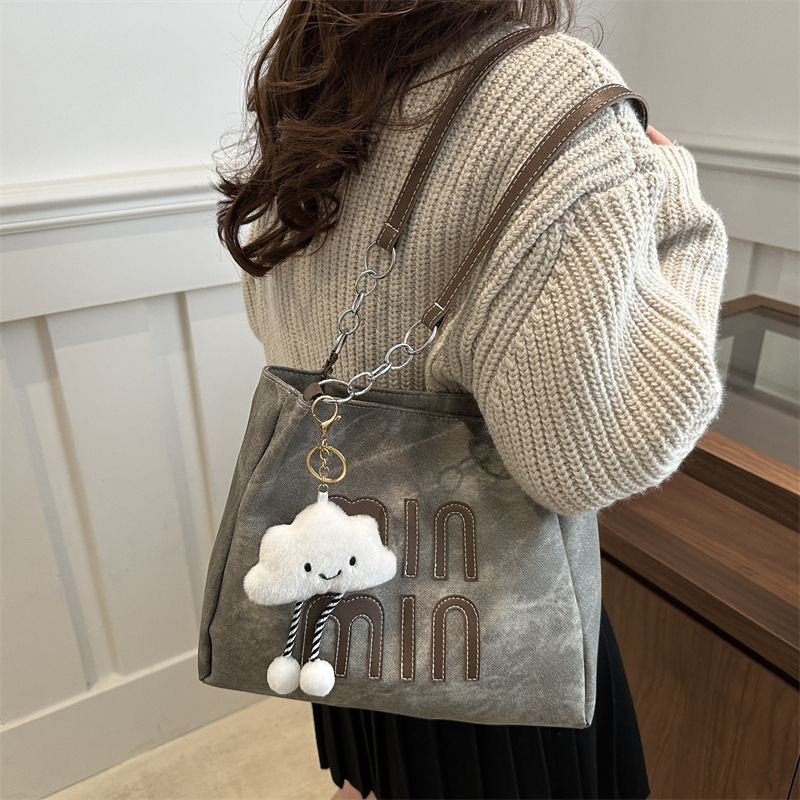 Casual work commuting Tote bag for women, large capacity 2024 new winter versatile, simple and high-quality single-shoulder bag Specification drawing