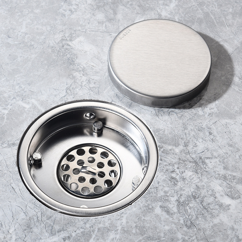 Cross-border circular invisible floor drain with brick, 304 stainless steel anti-odor cover, bathroom shower room drain, 110 large diameter details Picture
