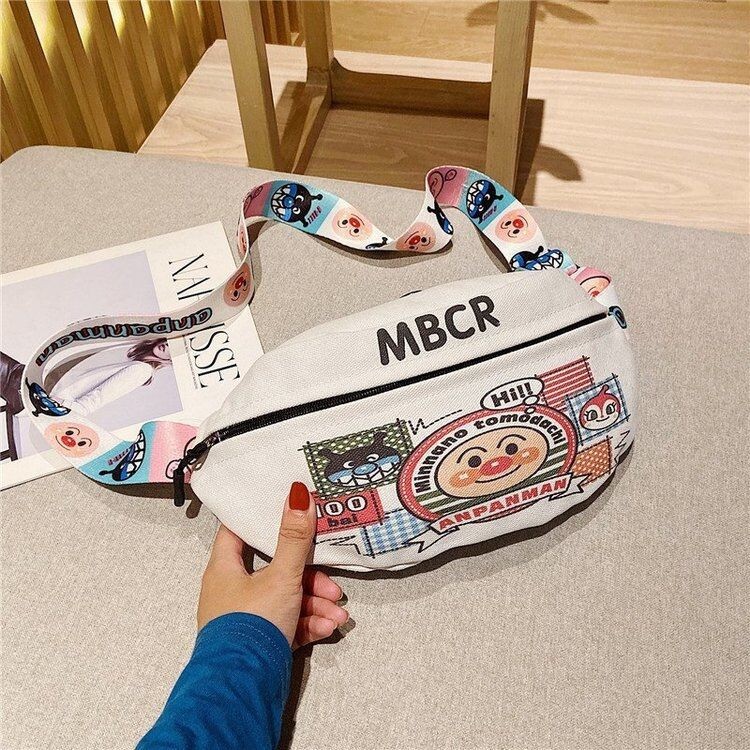2024 New canvas bag for girls, Korean fashion trend Bread Superhero, cute waist bag, Instagram simple bag for girls Application Scenario