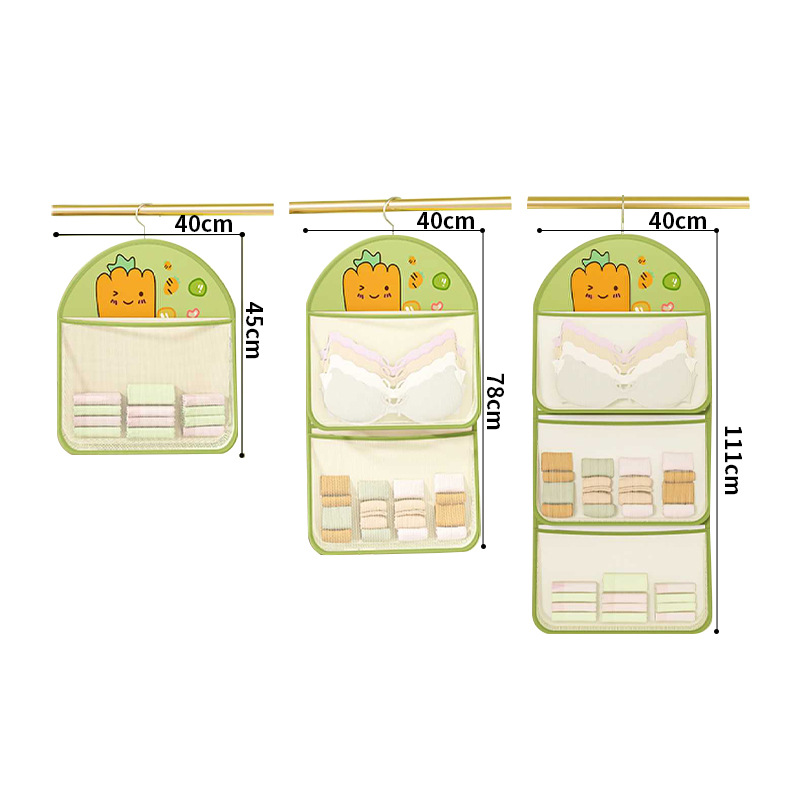 New cartoon hanging bag sock storage hanging bag behind the door dormitory storage multi-layer mesh bag wardrobe underwear and underpants hanging bag Item Picture