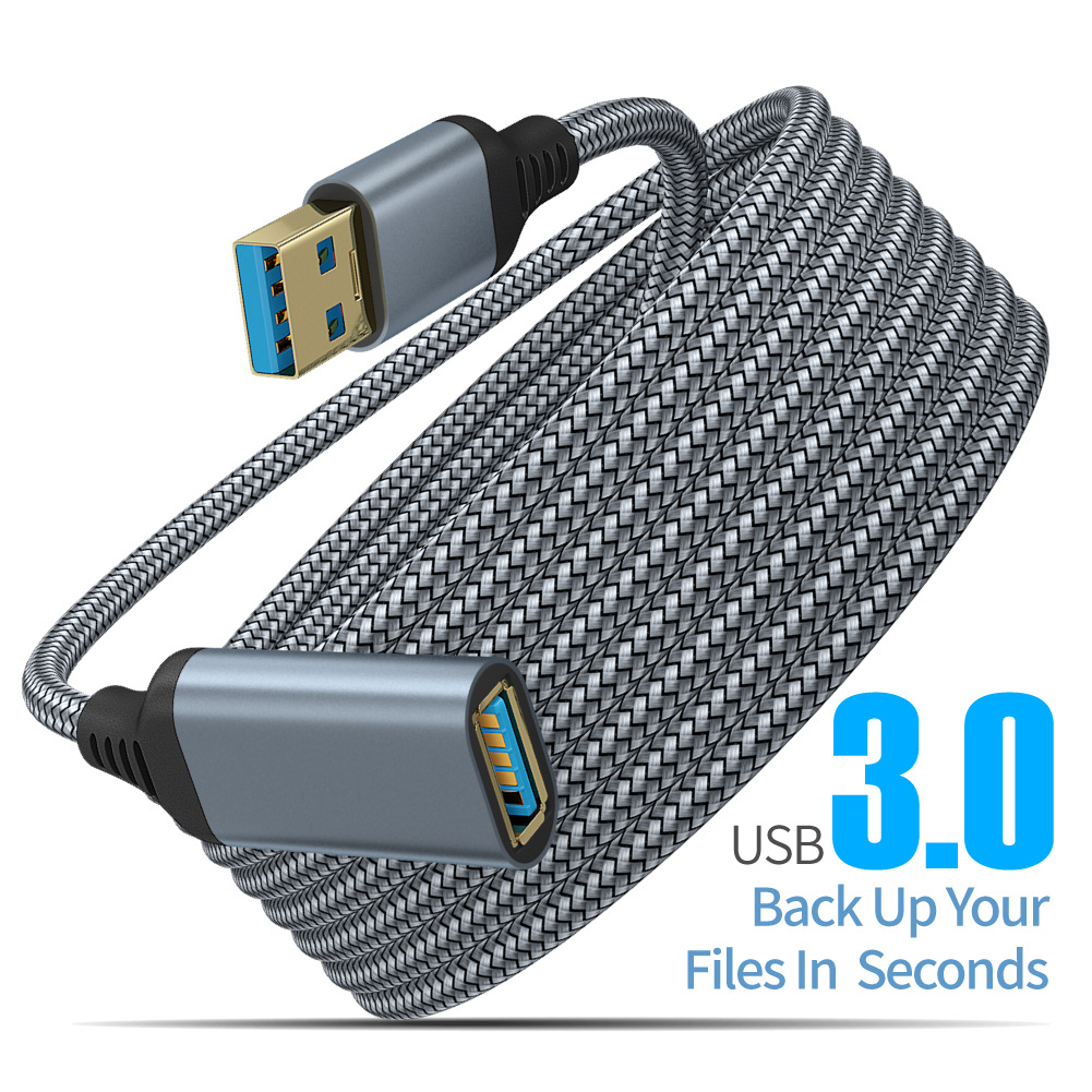 Nylon braided USB 3.0 male-to-female high-speed data transmission cable, computer hard disk, camera, printer extension cable Item Picture