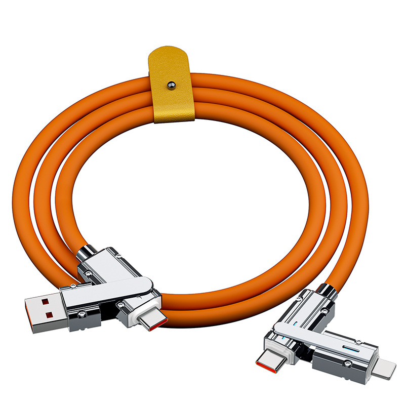 The Mecha four-in-one fast charging data cable is suitable for flash charging of Apple 16, Huawei, Xiaomi, oppo and Honor type-c Item Picture