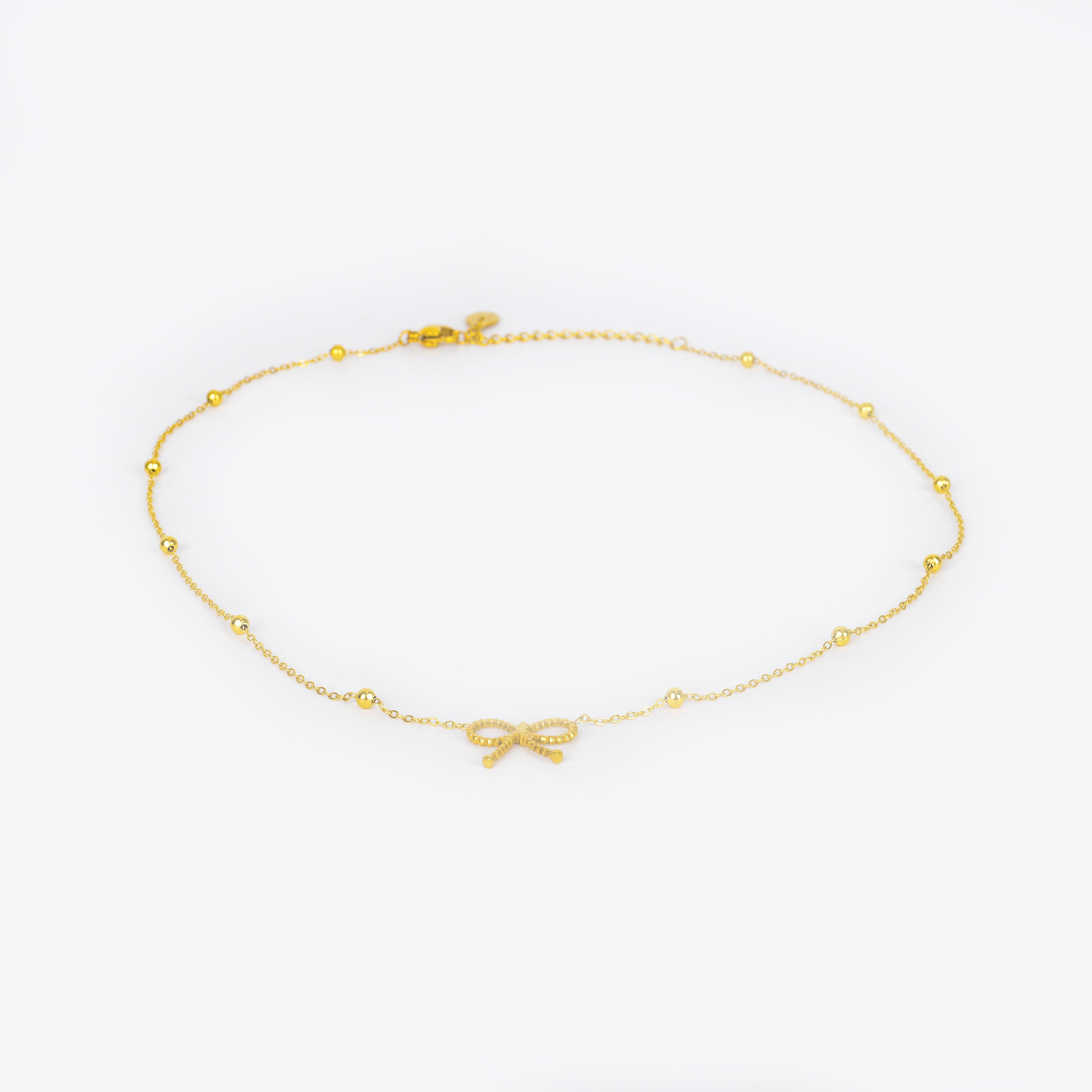 New titanium steel niche design cross-border non-fading cute hollowed-out bow pendant necklace women's collarbone chain accessory Specification image