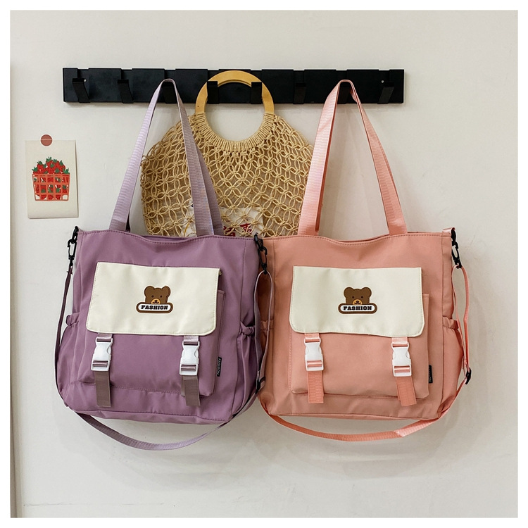 Harajuku style simple single-shoulder bag 2024 New Korean version large-capacity student tutorial bag, trendy color-blocking crossbody bag for women Specification drawing