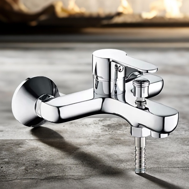 Cross-border foreign trade shower mixing valve, cold and hot water faucet simple set, bathroom bathtub, water heater cold and hot water faucet details Picture