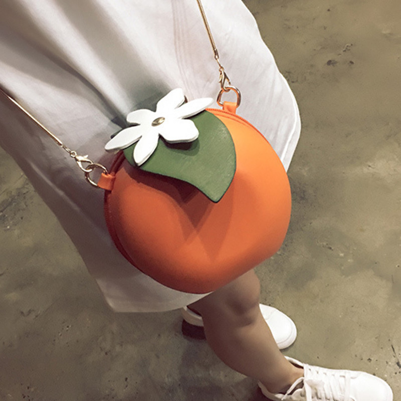 Cross-border bags Women's Trend 2024 New Style, personalized and creative, versatile single-shoulder crossbody chain Orange small round bag details Picture