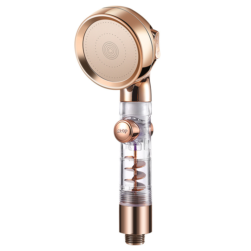 Three-speed filter, Little Waist Turbo mirror surface pressurized showerhead, water-saving handheld shower head, showerhead, water-stop showerhead Item Picture