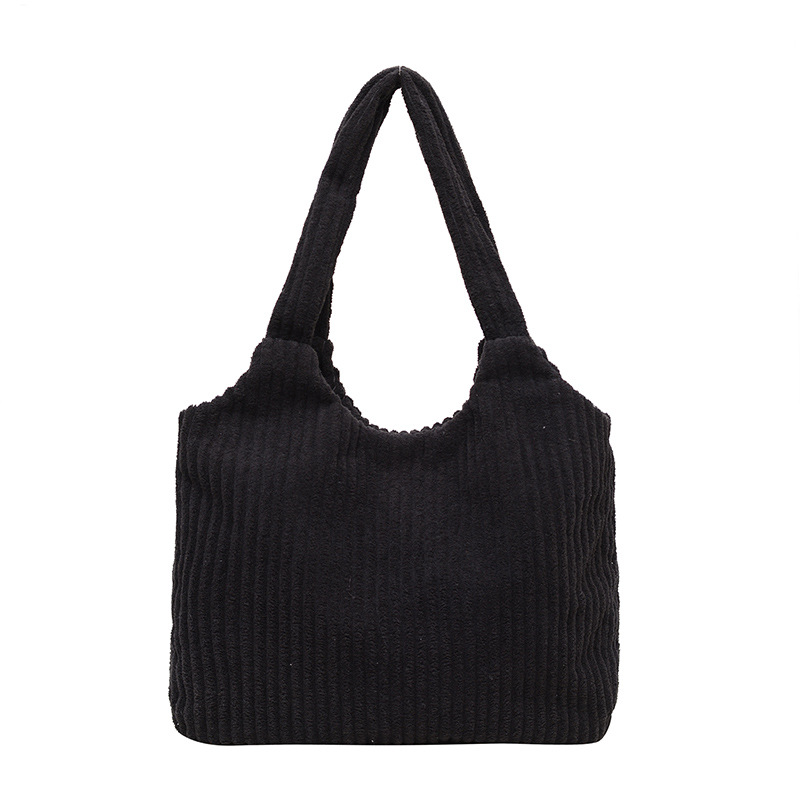A new 2024 casual single-shoulder handbag for women, featuring a solid color corduroy and a large capacity in a retro style Item Picture