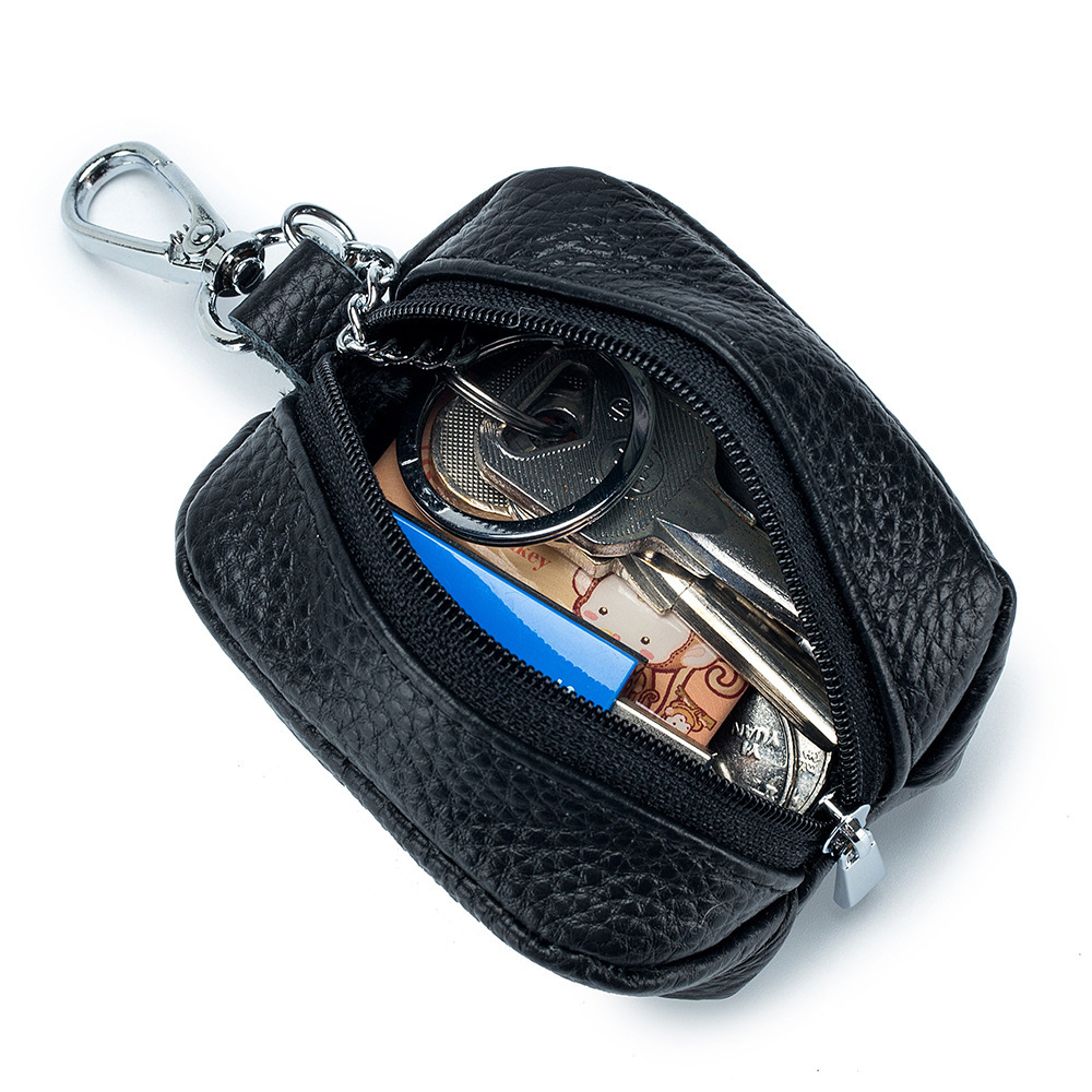 Genuine leather, cute, multi-functional, soft leather home storage, neutral key case, coin purse, large-capacity key case for men and women details Picture