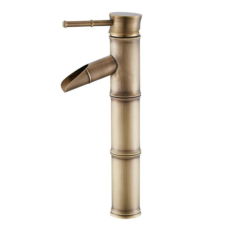 European-style antique all-copper faucet, retro bamboo joint surface bathroom cold and hot water basin faucet, washbasin faucet manufacturer Item Picture