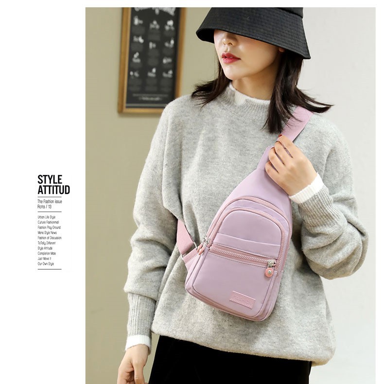 New fashionable multi-layer chest bag for women, simple and lightweight Korean-style casual travel women's backpack, versatile printed crossbody bag Application Scenario