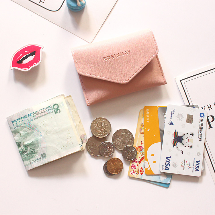 "Japanese and Korean macaron color fans, Instagram small coin wallet, simple envelope, small wallet storage bag, coin bag, card bag. details Picture
