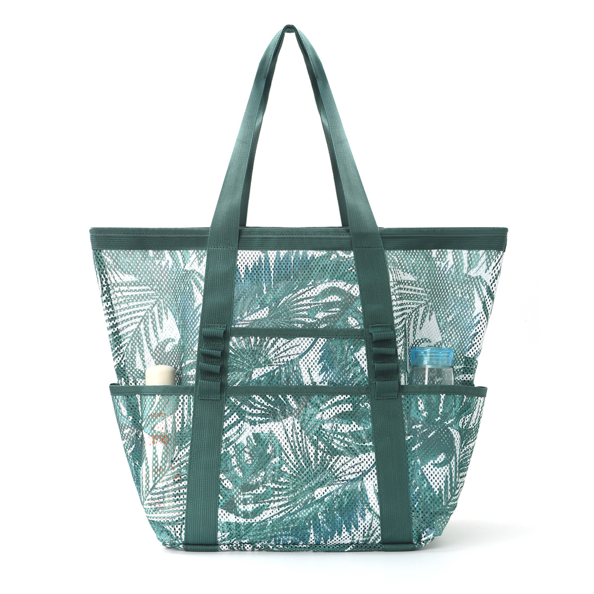 Cross-border resort-style beach bag, multi-pocket, foldable, large-capacity beach bag, mesh handbag, seaside storage bag Item Picture